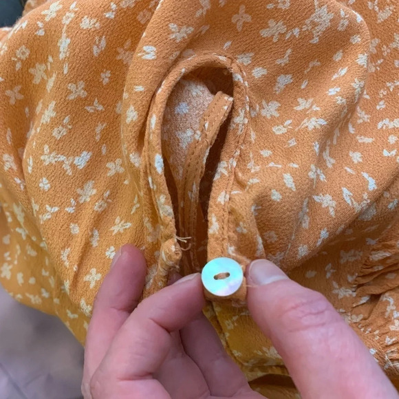 Kivari Fleur Ditsy Midi Dress Orange Rust Floral Print Tie Waist Size XS - Picture 11 of 16